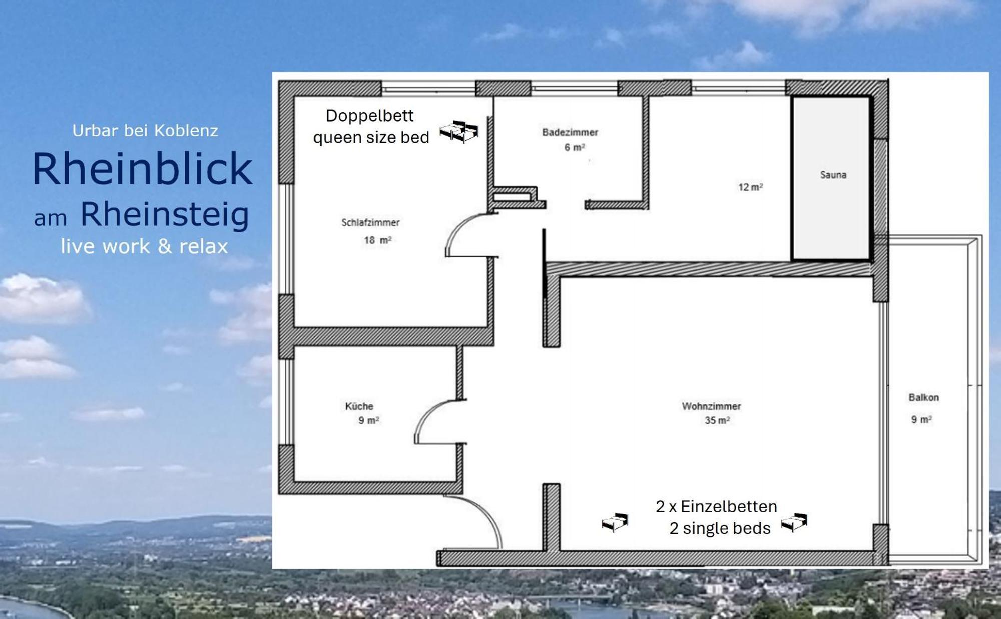 Rheinblick Am Rheinsteig Zur Festung Ehrenbreitstein Mit Balkon Und Sauna Urbar  Bagian luar foto